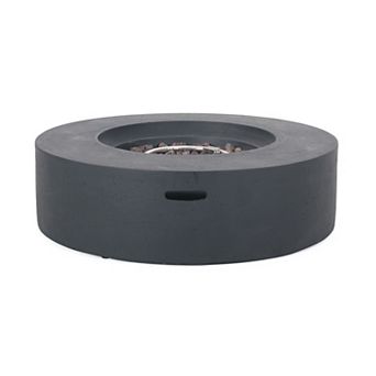 Trikiousd 39" Round Propane Fire Pit Table 50000 BTU Concrete Outdoor Fire Table