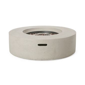 Trikiousd 39" Round Propane Fire Pit Table 50000 BTU Concrete Outdoor Fire Table