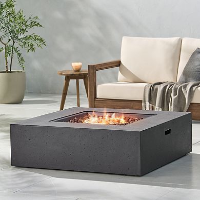 Trikiousd 40" Square Propane Fire Pit Table 50000 BTU Concrete Outdoor Fire Table