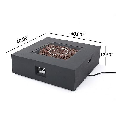 Trikiousd 40" Square Propane Fire Pit Table 50000 BTU Concrete Outdoor Fire Table