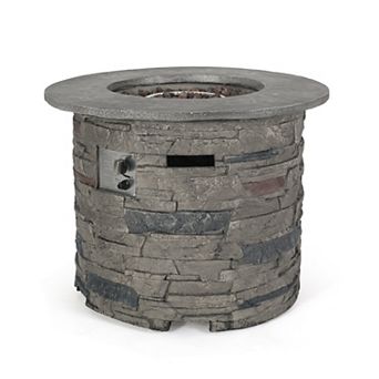 Trikiousd 32" Round Propane Fire Pit Table 40000 BTU Concrete Outdoor Fire Table