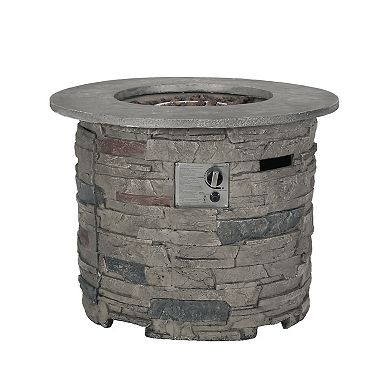 Trikiousd 32" Round Propane Fire Pit Table 40000 BTU Concrete Outdoor Fire Table
