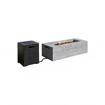 Trikiousd 42" Rectangular Propane Fire Pit Set 40,000 BTU with Tank Cover