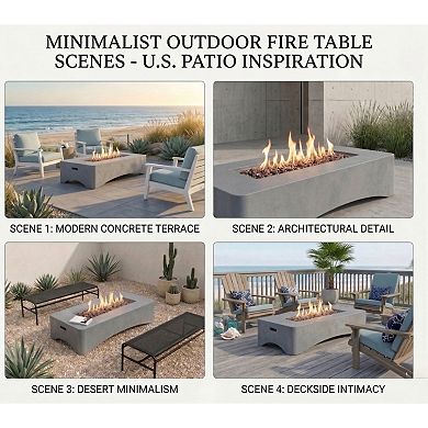 Trikiousd 56" Propane Fire Pit Table 50000 BTU Outdoor Concrete Fire Table