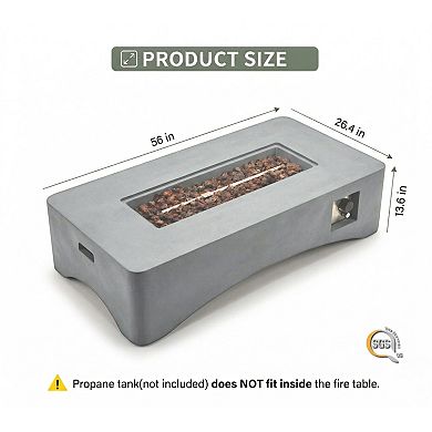 Trikiousd 56" Propane Fire Pit Table 50000 BTU Outdoor Concrete Fire Table