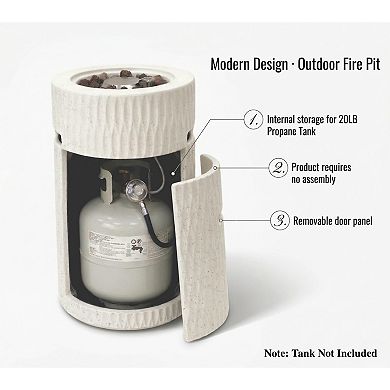 Trikiousd 26" Propane Fire Pit 40000 BTU Concrete Fire Column with Tank Storage