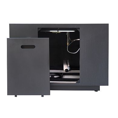 Trikiousd 31" Square Propane Fire Pit Table 50000 BTU Iron Fire Table with Tank Storage