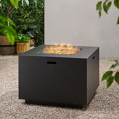 Trikiousd 31" Square Propane Fire Pit Table 50000 BTU Iron Fire Table with Tank Storage