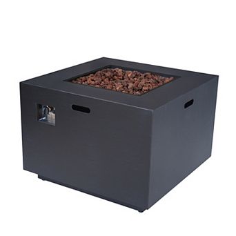 Trikiousd 31" Square Propane Fire Pit Table 50000 BTU Iron Fire Table with Tank Storage