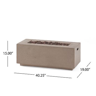 Trikiousd 40" Rectangular Propane Fire Pit Table 40000 BTU Concrete Outdoor Fire Table