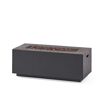 Trikiousd 40" Rectangular Propane Fire Pit Table 40000 BTU Concrete Outdoor Fire Table