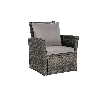 Trikiousd 4-Piece Patio Rattan Sofa Set with Cushions and Glass Coffee Table
