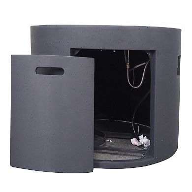 Trikiousd 31" Round Propane Fire Pit Table 40000 BTU Concrete Fire Table with Tank Storage