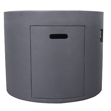 Trikiousd 31" Round Propane Fire Pit Table 40000 BTU Concrete Fire Table with Tank Storage