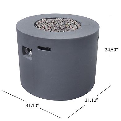 Trikiousd 31" Round Propane Fire Pit Table 40000 BTU Concrete Fire Table with Tank Storage