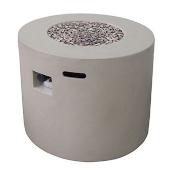 Trikiousd 31" Round Propane Fire Pit Table 40000 BTU Concrete Fire Table with Tank Storage