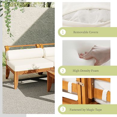 Trikiousd 6-Piece L-Shaped Patio Conversation Sectional Sofa Set with Cushions Pillows Ottoman Table