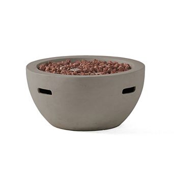 Trikiousd 27" Round Propane Fire Pit Bowl 40000 BTU Concrete Outdoor Fire Table