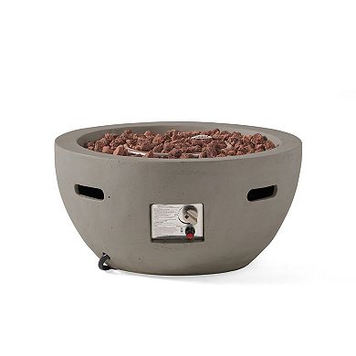 Trikiousd 27" Round Propane Fire Pit Bowl 40000 BTU Concrete Outdoor Fire Table