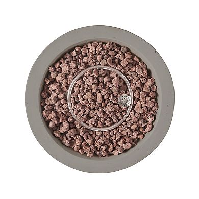 Trikiousd 27" Round Propane Fire Pit Bowl 40000 BTU Concrete Outdoor Fire Table