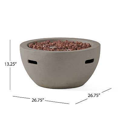 Trikiousd 27" Round Propane Fire Pit Bowl 40000 BTU Concrete Outdoor Fire Table