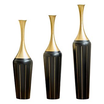 Trikiousd 3 pc Metal Floor Vases Set, 27.56"/31.5"/35.43" Tall Handcrafted Iron Vases