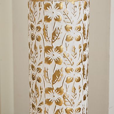 Trikiousd 3-Piece Metal Floor Vase Set Relief Flower 32.68" 29" 24" Tall
