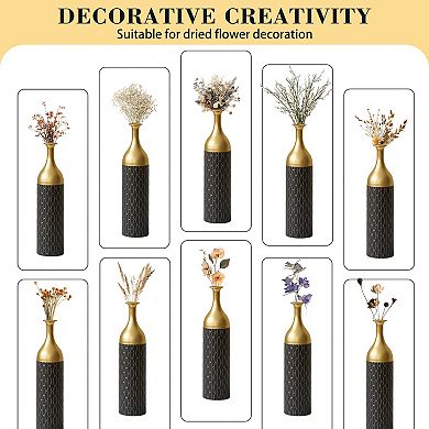 Trikiousd 3-Piece Metal Floor Vase Set 33.4" 28.7" 24" Tall
