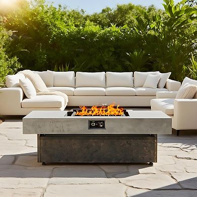 Trikiousd 56" Propane Fire Pit Table 50000 BTU with Adjustable Height and Lid