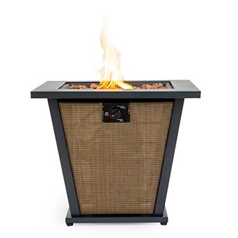 Trikiousd 28" Propane Fire Pit Table 50000 BTU Square Steel with Lid and Cover