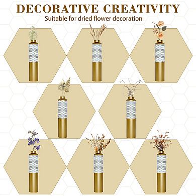 Trikiousd 3-Piece Metal Floor Vase Set Hexagonal 32.6" 28.34" 24"