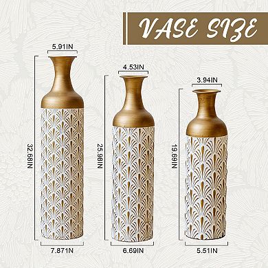 Trikiousd Set of 3 Metal Floor Vases Tall Decorative Vases
