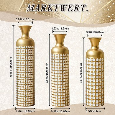 Trikiousd Set of 3 Metal Floor Vases Tall Decorative Vases