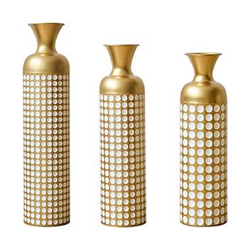 Trikiousd Set of 3 Metal Floor Vases Tall Decorative Vases