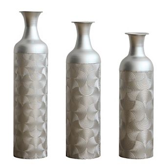 Trikiousd Set of 3 Metal Floor Vases Tall Decorative Vases