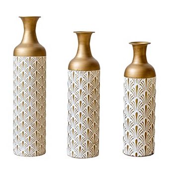 Trikiousd Set of 3 Metal Floor Vases Tall Decorative Vases