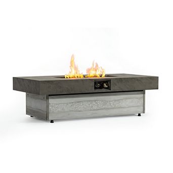Trikiousd 48" Propane Fire Pit Table 50000 BTU Rectangular with Adjustable Height