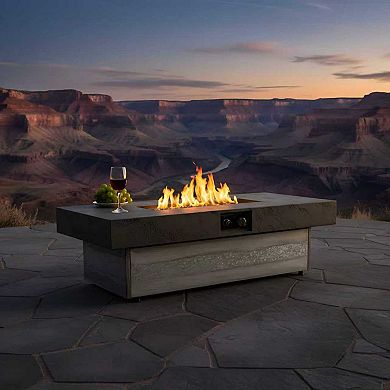 Trikiousd 48" Propane Fire Pit Table 50000 BTU Rectangular with Adjustable Height