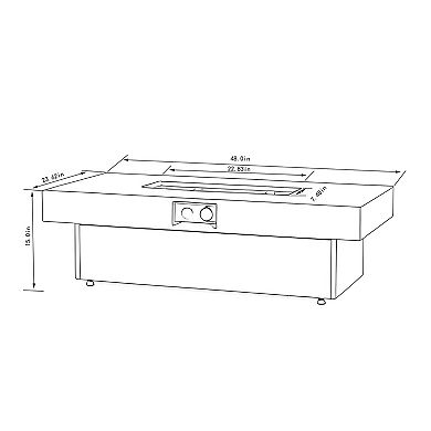 Trikiousd 48" Propane Fire Pit Table 50000 BTU Rectangular with Adjustable Height