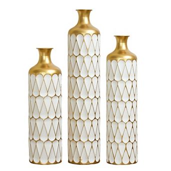 Trikiousd 3 pc Metal Floor Vase Set Droplet Decorative 31.5" 27.17" 22.83" Tall