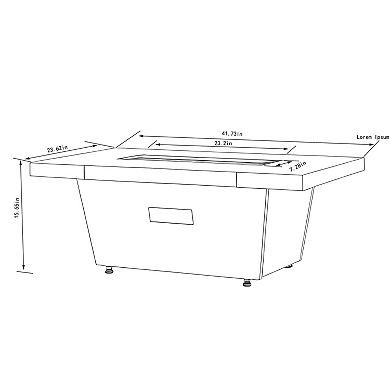 Trikiousd 42" Propane Fire Pit Table 50000 BTU Rectangular Cement Look with Lid