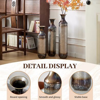 Trikiousd 3-Piece Metal Floor Vase Set Droplet Design 28.34" 24.4" 20.4"