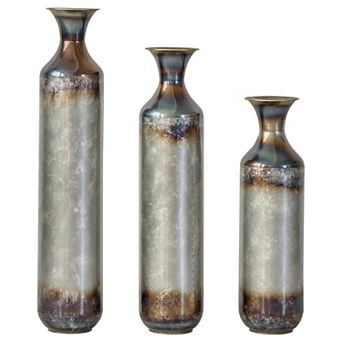 Trikiousd 3 pc Metal Floor Vase Set Droplet Design 28.34" 24.4" 20.4"
