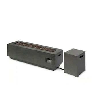 Trikiousd 48" Propane Fire Pit Table 50000 BTU Rectangular with Tank Holder