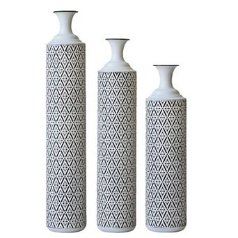 Trikiousd 3 pc Metal Floor Vase Set 33.85" 29.13" 24.8" Geometric