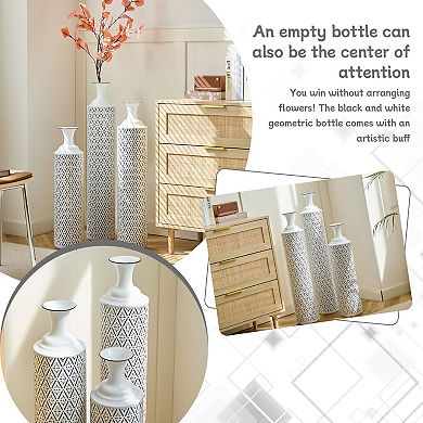 Trikiousd 3-Piece Metal Floor Vase Set 33.85" 29.13" 24.8" Geometric
