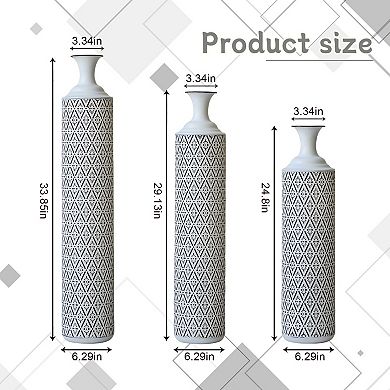 Trikiousd 3-Piece Metal Floor Vase Set 33.85" 29.13" 24.8" Geometric