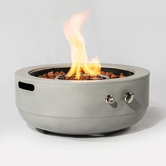 Trikiousd 24" Propane Fire Pit Bowl 50000 BTU Round Steel with Lid Outdoor