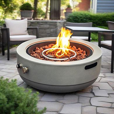 Trikiousd 24" Propane Fire Pit Bowl 50000 BTU Round Steel with Lid Outdoor