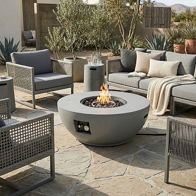 Trikiousd 36" Propane Fire Pit Table 50000 BTU Round with Tank Holder and Cover